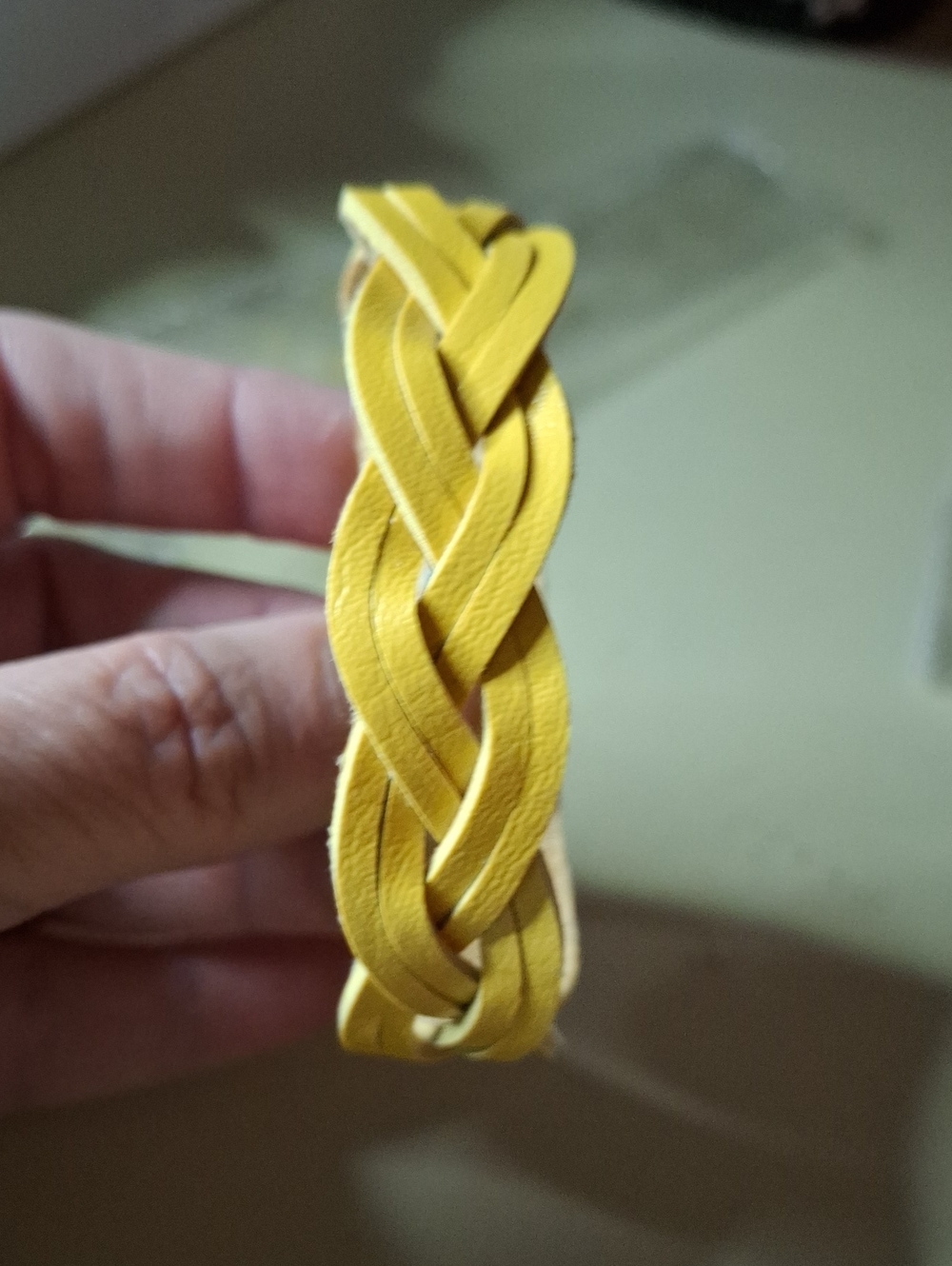 Braided Pleather Bracelet - Yellow